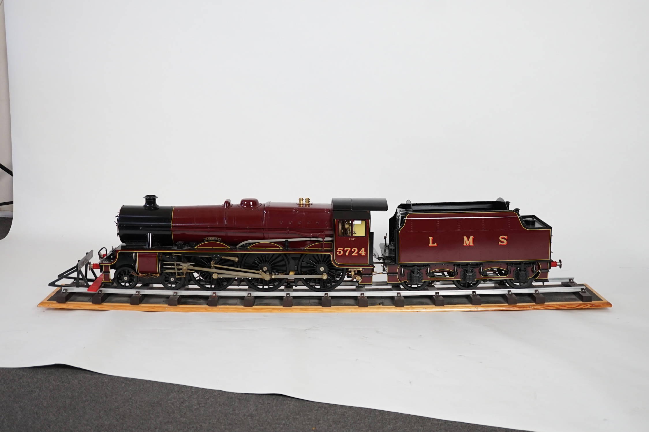 A Kingscale by Silver Crest Models 5 inch gauge coal fired live steam LMS Jubilee Class 4-6-0 locomotive, in lined maroon livery as Warspite 5724